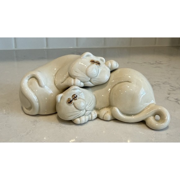 Fitz And Floyd Cat Nap Salt And Pepper Shakers Sleeping Stacking Cats - Picture 1 of 7
